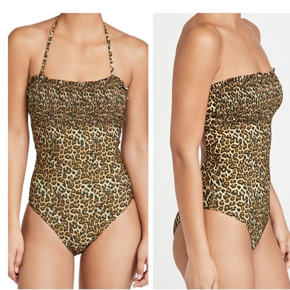 SOLIDO Ruched Animal Print Swimsuit sz S NWT $120 - Picture 1 of 6